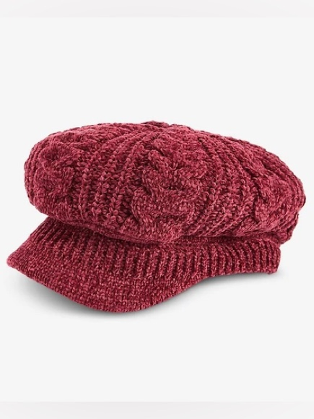 Nine West Cable Knit Baker Boy Cap - Burgundy Red